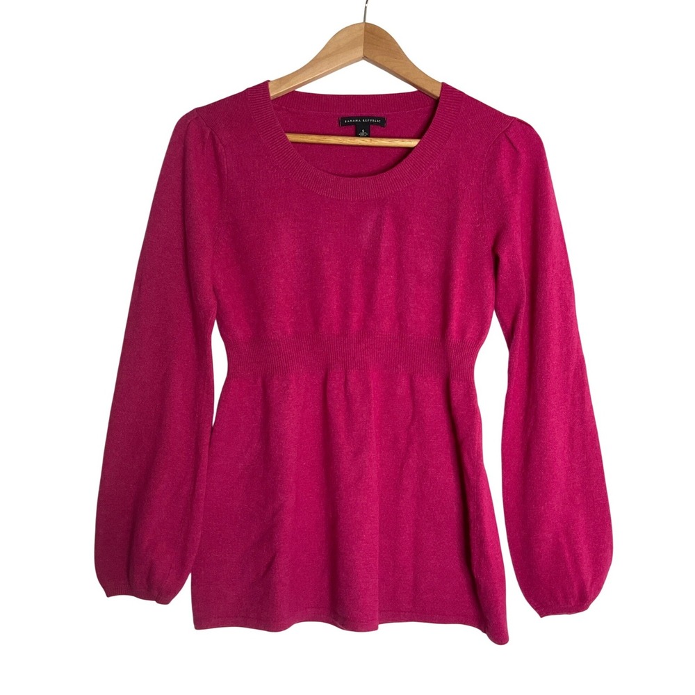 Banana Republic Sweater Wool Angora Cashmere Blend Pullover Pink Jewel Sweater S